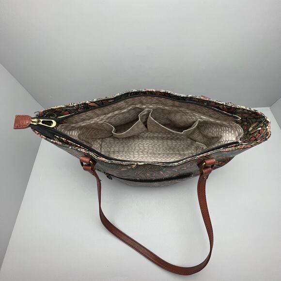 Sakroots Polyvinyl Floral Multi-Pocket Double Strap Handbag Purse - Picture 9 of 12